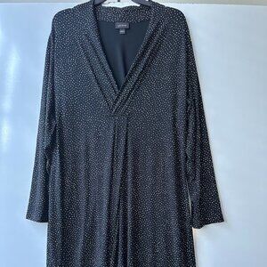 J.Jill Faux Wrap Asymmetric Polka Dot Long Sleeve Jersey Dress Sz L Classic